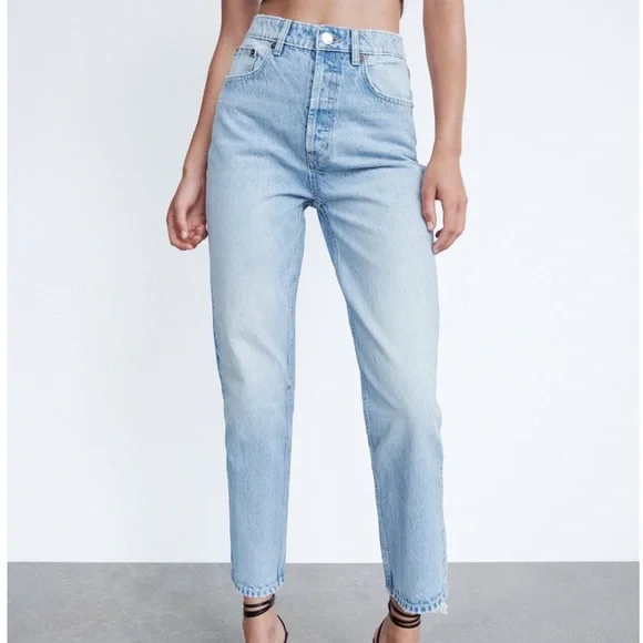 Zara high waisted straight leg jeans - Picture 6 of 12